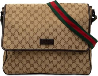 Gucci Pre-owned Gucci GG Canvas Web Flap Messenger Bag Unisex KE1WYRS5GK5569TM