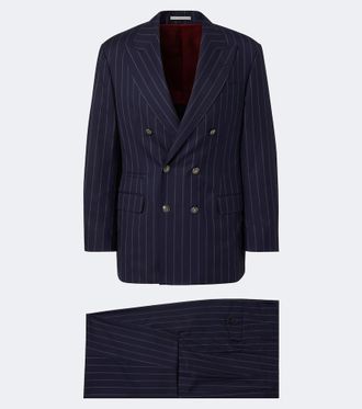 Brunello Cucinelli Traje de lana con raya diplom&aacute;tica