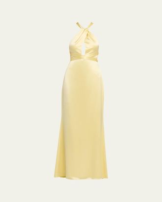 Retrof&ecirc;te Magnolia Satin Halter Dress