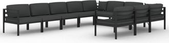 vidaXL Set Muebles De Jard&iacute;n 10 Pzas Y Cojines Aluminio Gris Antracita Vidaxl