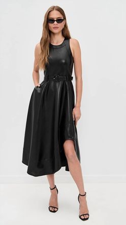 Cinq &agrave; Sept Vegan Leather Zelda Midi Dress In Black