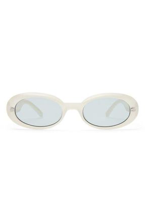 Le Specs Work It 53mm Oval Sunglasses in Vanilla Pearl /Smoke Tint at Nordstrom