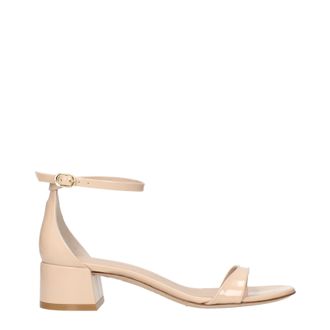 Stuart Weitzman Tacones de bloque nudistas para mujers Charol Beige/Beige Claro