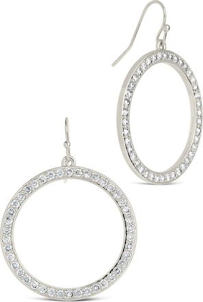 Sterling Forever Della CZ Circle Dangle Earrings