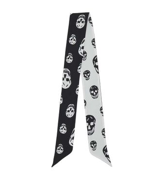 Alexander McQueen Black White Skull Printed Scarf