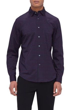 Bugatchi Jax OoohCotton Check Print Button-Up Shirt in Plum at Nordstrom Rack, Size Xx-Large