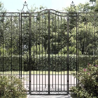 Berkfield Home Garden Gate Black 121x8x200 cm Wrought Iron | Size: 121 x 8 x 200 cm