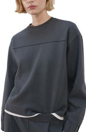 Mango Ruched Sleeve Sweatshirt in Blue at Nordstrom, Size X-Small
