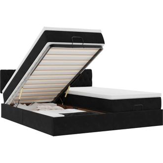 vidaXL Vidaxl - Estructura De Cama Otomana Colchones Terciopelo Negra 180x200cm