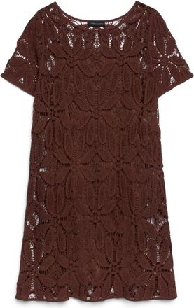 Fiorella Rubino Korte gehaakte jurk - Dames - Korte kleedjes - Bruin - 4XL - Katoen - Kleedjes