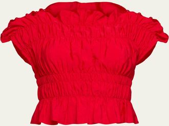 Cinq &agrave; Sept Evalina Smocked Crop Top