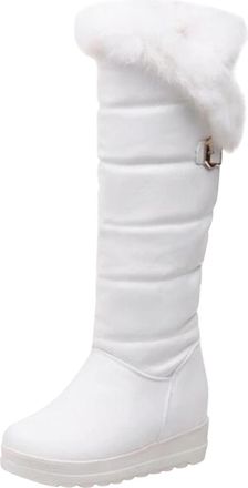 Generic Womens Snow Boots Fleece Lined Warm Knee High Booties Water-Resistant Sherpa Walking Sneakers Outdoor Anti-Slip Mid Calf Sports Casual Platform Shoes 