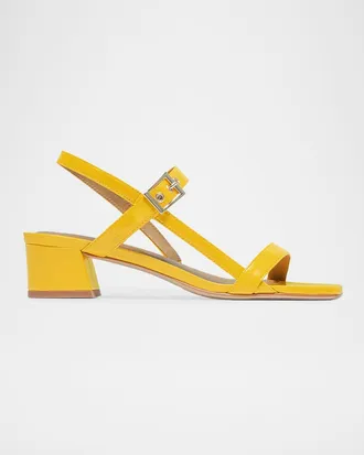 Bernardo 35mm Jinji Leather Strappy Block-Heel Sandals