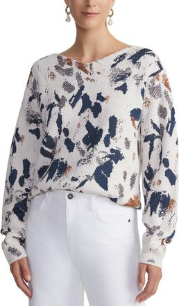 Lafayette 148 New York Paint Splatter Jacquard V-Neck