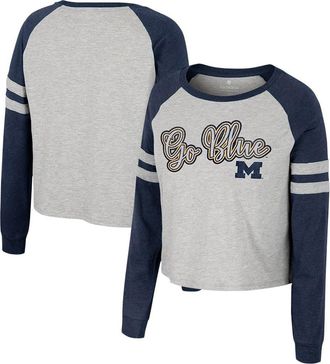 Colosseum Womens Colosseum Heather Gray Michigan Wolverines Im Gliding Here Raglan Long Sleeve Cropped T-Shirt at Nordstrom, Size Xx-Large