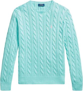 Ralph Lauren Truien & Vesten, Heren, Blauw, S, Katoen, Pullover met kabelpatroon en logo