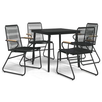 Berkfield Home 5 Piece Garden Dining Set Black PVC Rattan