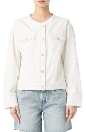 Blank NYC Collarless White Denim Trucker Jacket in Head In The Clouds at Nordstrom, Size X-Small