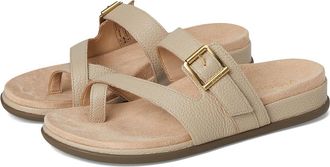 Vionic Carmela Thongs Womens Sandals Oatmeal Beige Leather : 9.5 W, Leather/Rubber