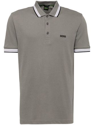 BOSS Poloshirt met borduurwerk en korte mouwen - Grijs
