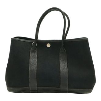 Herm&egrave;s Black Toile Officier Handbag Tote Bag (Pre-Owned)