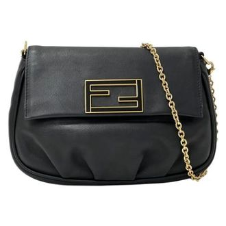 Fendi Pre-owned Vintage Leren Schoudertas - Dames - Pre-owned - Zwart - Maat: ONE Size Leer