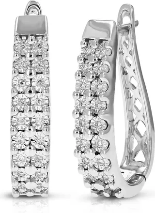 Vir Jewels 1/6 cttw Lab Grown Diamond Hoops Earrings in Sterling Silver With Clip On Backs For Women