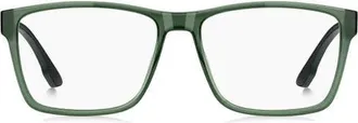 HUGO BOSS 57mm Rectangular Optical Glasses in Green at Nordstrom