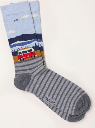 Fat Face FatFace Grey Camper Scene Socks