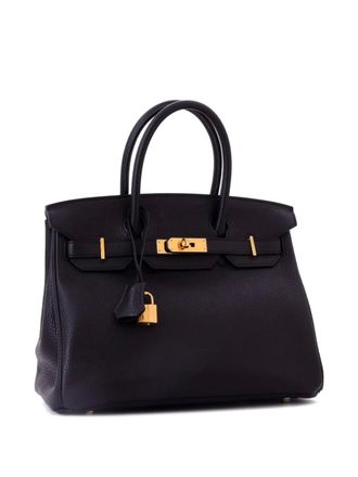 Herm&egrave;s Birkin Black Clemence 30 shopper met gouden hardware - Zwart