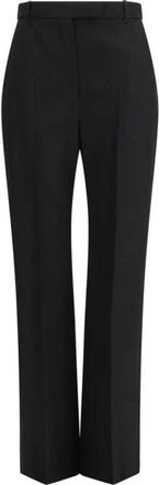 Alexander McQueen Tailored Cotton Dress Pants - Dames - Wijde Broeken - Zwart - L - Katoen - Broeken