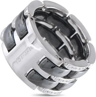 Chanel Pre-Owned Chanel ULTRA 18K White Gold 0.38ct Diamond and Black Ceramic Ring CH02 042726