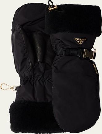 Prada Re-Nylon & Sheep Fur Mittens