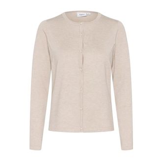 Saint Tropez Grijze Morn Melange Cardigan met knoopsluiting - Dames - Truien - Grijs - Maat: L Viscose