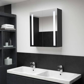 Berkfield Home LED Bathroom Mirror Cabinet 62x14x60 cm in Black | Size: 62 x 14 x 60 cm