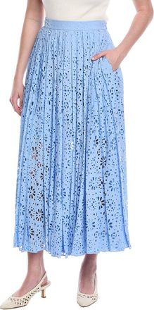 Rebecca Taylor Geo Eyelet Pleated Maxi Skirt