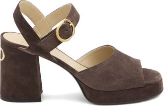 Valentino Garavani 100 mm sandalen met plateauzool en gespbandje - Bruin