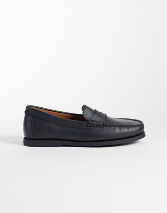 Polo Ralph Lauren mocassini Merton in pelle zigrinata neri-Nero