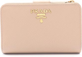 Prada Beige Saffiano Triangle Wallet (Bi-Fold) (Pre-Owned)