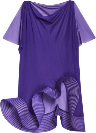 Dries Van Noten Zijden top met asymmetrische geplooide zoom - Dames - Blouses - Blauw - S - Overhemden