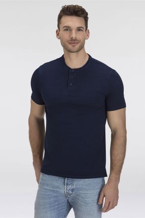 Levi's Henleyshirt LEVIS, Herren, Gr. M, blau (true indigo), Jersey, Obermaterial: 100% Baumwolle, unifarben, regular fit normal, Rundhals, gerader Abschluss