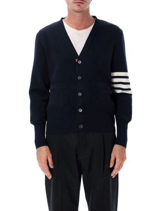 Thom Browne Milano Stitch 4-Bar V-Neck Cardigan