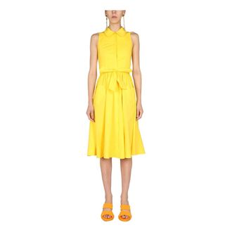 Moschino Shirt Dresses, female, Yellow, Size: M Sleeveless Dress with Heart Pockets