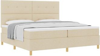 vidaXL Box Spring Bed with Mattress Cream 200 x 200 cm Fabric vidaXL