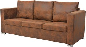 vidaXL Vidaxl - Sof&aacute; De 3 Plazas De Cuero Artificial De Ante 191x73x82 Cm