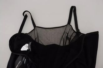 Dolce & Gabbana Black Sheath Midi Gown Wool Wrap Womens Dress (Pre-Owned)
