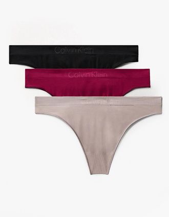 Calvin Klein Womens Calvin Klein Bonded Flex Seamless 3 Pack Thong Multi - Size: 12