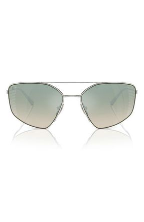 Ferrari 63mm Oversize Irregular Sunglasses in Silver /Gradient Green Mirror at Nordstrom