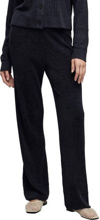 Barefoot Dreams CozyChic Ultra Lite Textured Hem Ribbed Pants in Black at Nordstrom, Size X-Small