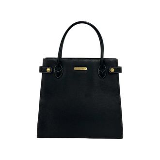 Burberry Black Leather Handbag Tote Bag (Pre-Owned)